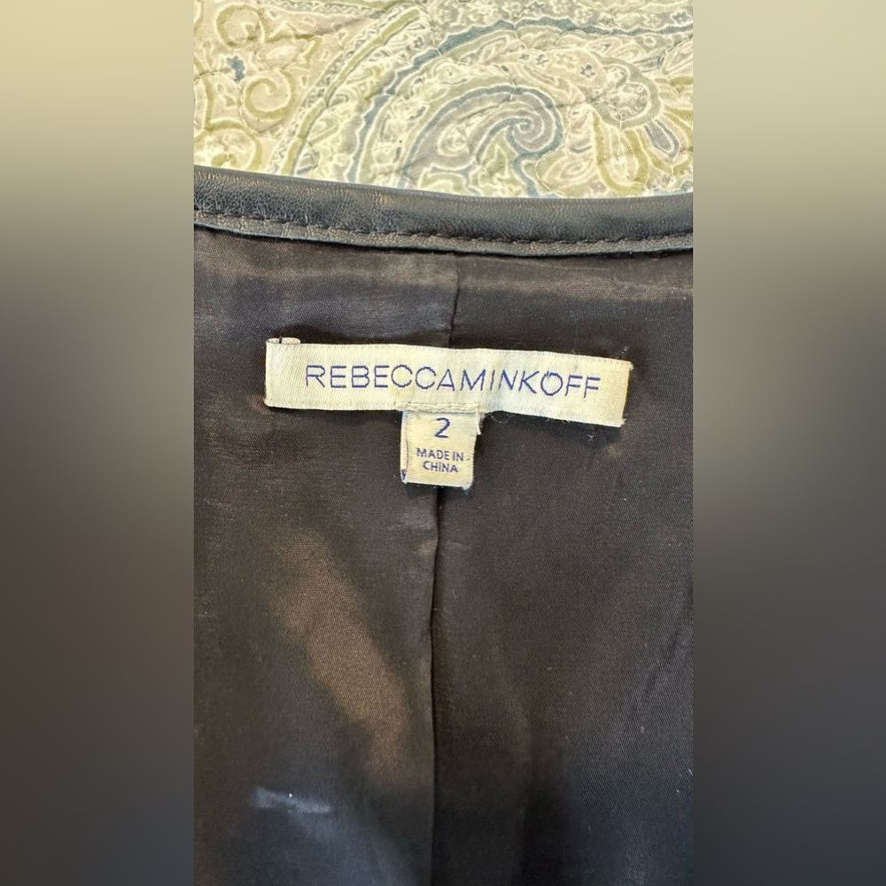 Rebecca Minkoff Ansel Mixed Media Leather Trim Moto Jacket Size 2 - Picture 7 of 14
